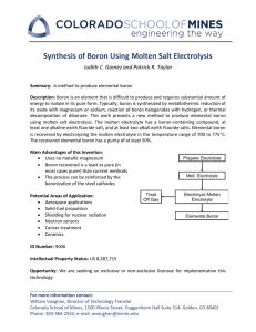 Synthesis of Boron Using Molten Salt Electrolysis