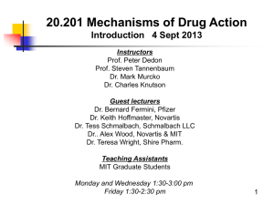 20.201 Mechanisms of Drug Action Introduction   4 Sept 2013