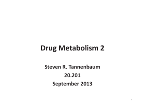 Drug Metabolism 2 Steven R. Tannenbaum 20.201 September 2013