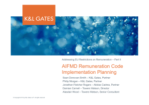 AIFMD Remuneration Code Implementation Planning