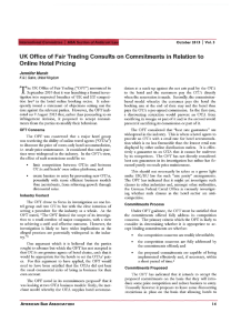 T UK Office of Fair Trading Consults on Commitments in Relation... Online Hotel Pricing