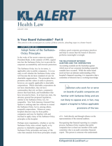 Health Law Is Your Board Vulnerable?  Part II Oxley Principles