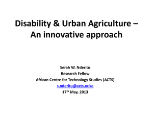 Disability &amp; Urban Agriculture – An innovative approach