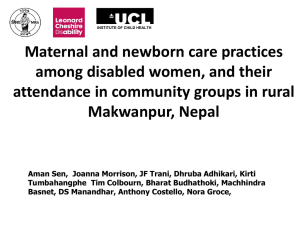 Maternal and newborn care practices among disabled women, and their