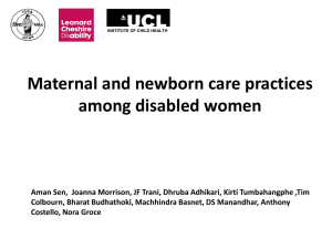 Maternal and newborn care practices among disabled women