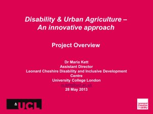 – Disability &amp; Urban Agriculture An innovative approach