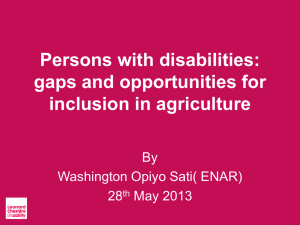 Persons with disabilities: gaps and opportunities for inclusion in agriculture By