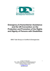 Emergency &amp; Humanitarian Assistance and the UN Convention on the