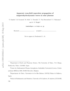 Apparent cross-field superslow propagation of magnetohydrodynamic waves in solar plasmas