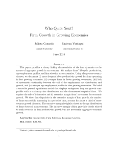 Who Quits Next? Firm Growth in Growing Economies Julieta Caunedo Emircan Yurdagul