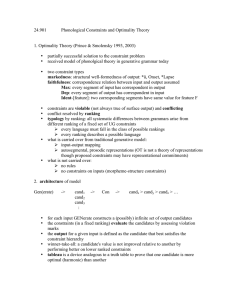 24.901 Phonological Constraints and Optimality Theory