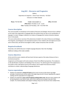 Ling 803 – Discourse and Pragmatics Course description