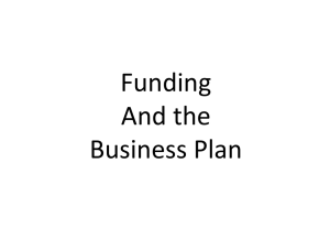 Funding And the Business Plan