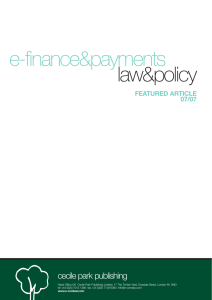 law&amp;policy e-finance&amp;payments cecile park publishing FEATURED ARTICLE
