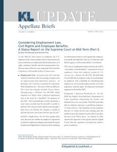 UPDATE Appellate Briefs Considering Employment Law, Civil Rights and Employee Benefits: