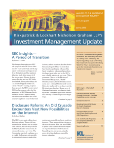 Investment Management Update Kirkpatrick &amp; Lockhart Nicholson Graham LLP’s SEC Insights—