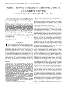 Game Theoretic Modeling of Malicious Users in Collaborative Networks Member, IEEE