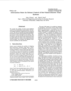 Information  State for Robust  Control of  Set-Valued... Systems S. TP05 4:40