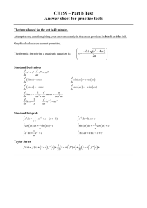 CH159 – Part b Test Answer sheet for practice tests ( )