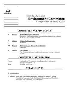 Environment Committee COMMITTEE AGENDA TOPICS Charlotte City Council