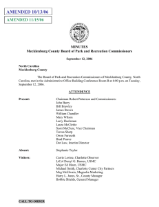 AMENDED 10/13/06 MINUTES Mecklenburg County Board of Park and Recreation Commissioners