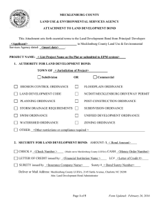 MECKLENBURG COUNTY LAND USE &amp; ENVIRONMENTAL SERVICES AGENCY