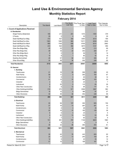 Land Use &amp; Environmental Services Agency Monthly Statistics Report February 2014