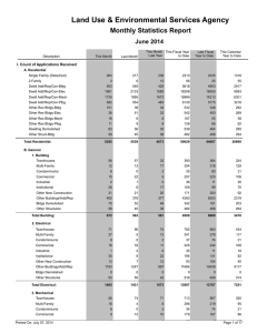 Land Use &amp; Environmental Services Agency Monthly Statistics Report June 2014