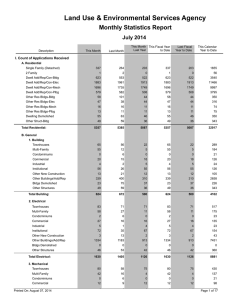 Land Use &amp; Environmental Services Agency Monthly Statistics Report July 2014