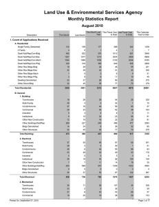 Land Use &amp; Environmental Services Agency Monthly Statistics Report August 2010