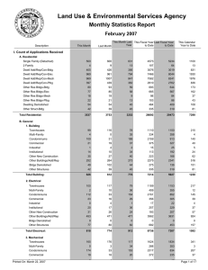 Land Use &amp; Environmental Services Agency Monthly Statistics Report February 2007