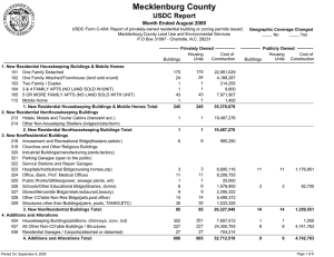 Mecklenburg County USDC Report Month Ended August 2009