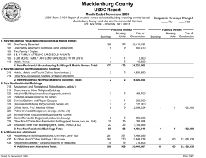 Mecklenburg County USDC Report Month Ended November 2009
