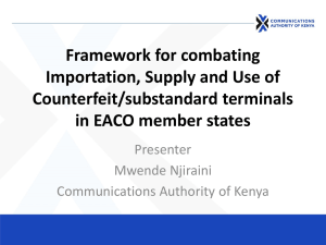 Framework for combating Importation, Supply and Use of Counterfeit/substandard terminals