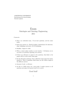 Exam Ontologies and Ontology Engineering 2011