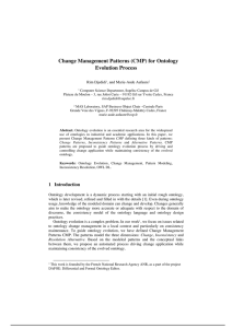 Change Management Patterns (CMP) for Ontology Evolution Process Rim Djedidi