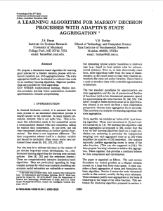 A LEARNING ALGORITHM MARKOV PROCESSES WITH ADAPTIVE STATE AGGREGATION