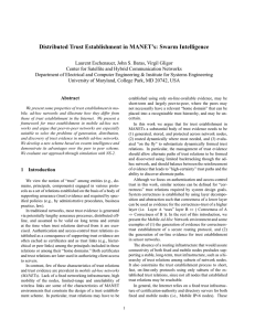 Distributed Trust Establishment in MANET’s: Swarm Intelligence