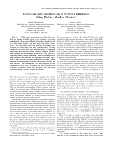 Detection and Classification of Network Intrusions Using Hidden Markov Models 1 Svetlana Radosavac