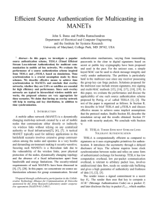 Efficient Source Authentication for Multicasting in MANETs