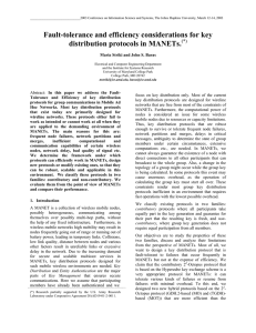 Fault-tolerance and efficiency considerations for key distribution protocols in MANETs.  (*)