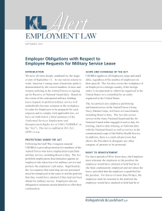 A lert EMPLOYMENT LAW Employer Obligations with Respect to