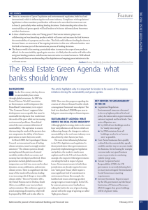 The Real Estate Green Agenda: what banks should know Feature THE RE