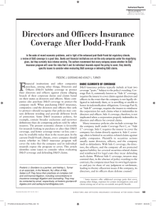 Directors and Officers Insurance Coverage After Dodd-Frank