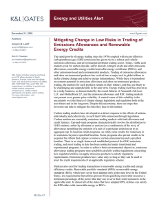 Energy and Utilities Alert Emissions Allowances and Renewable Energy Credits