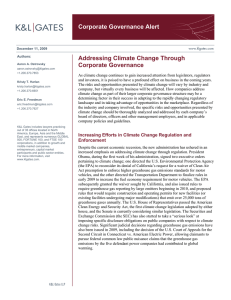 Corporate Governance Alert Addressing Climate Change Through Corporate Governance