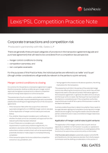Lexis PSL Competition Practice Note Corporate transactions and competition risk