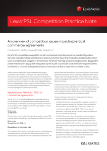 Lexis PSL Competition Practice Note An overview of competition issues impacting vertical