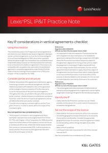 Lexis PSL IP&amp;IT Practice Note Key IP considerations in vertical agreements-checklist
