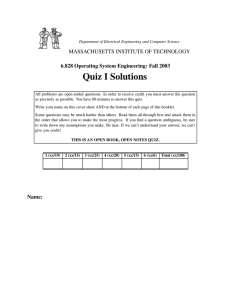 Quiz MASSACHUSETTS INSTITUTE OF TECHNOLOGY 6.828